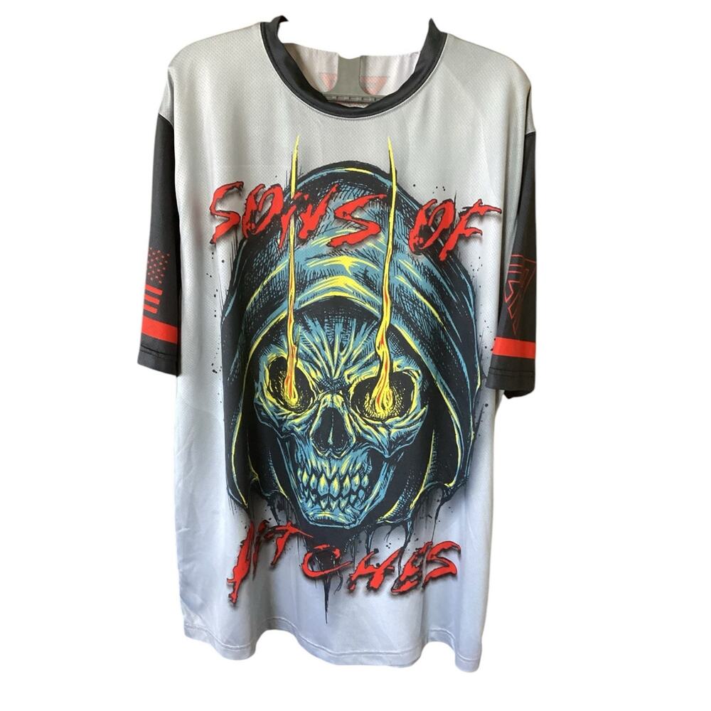 FA Sons of Pitches Skull Face No Tag Polyester Tee 2 Sided Graphic 24" P to P